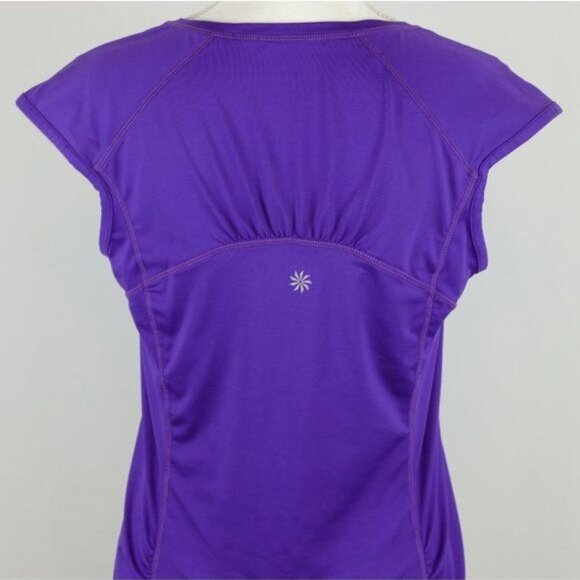 Athleta Intrepid Women's Medium Purple 1/4 Zip Sun Shield Cap Sleeve Rashguard - Picture 5 of 9